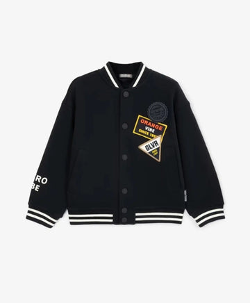 Трикотажно бомбер яке с принт и апликации синьо за момче Gulliver