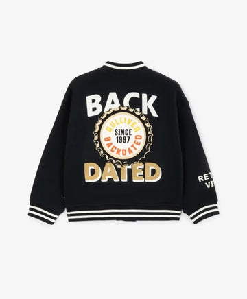 Трикотажно бомбер яке с принт и апликации синьо за момче Gulliver