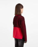 Трикотажен лонгслив с мрежа червен за момиче Gulliver