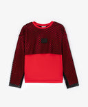 Трикотажен лонгслив с мрежа червен за момиче Gulliver