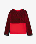 Трикотажен лонгслив с мрежа червен за момиче Gulliver