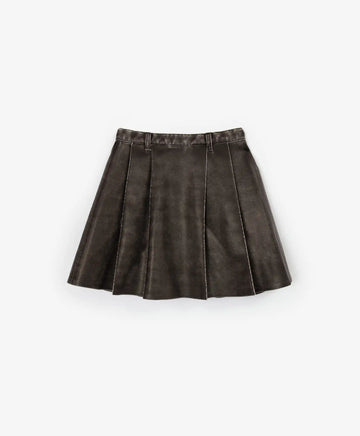 Пола от варена еко кожа на плисета сива за момиче Gulliver