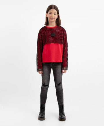 Slim дънки с износване сиви за момиче Gulliver