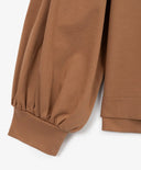 Трикотажен лонгслив с обемни ръкави и принт кафяв за момиче Gulliver