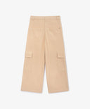 Кадифени панталони с карго джобове бежови за момиче Gulliver
