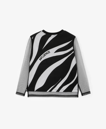 Блуза с дълъг ръкав от трико и мрежа, черна, за момиче Gulliver