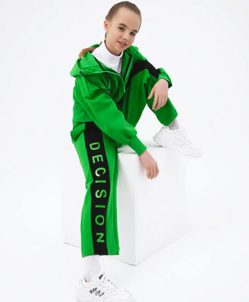 Широки трикотажни панталони зелени за момиче Gulliver