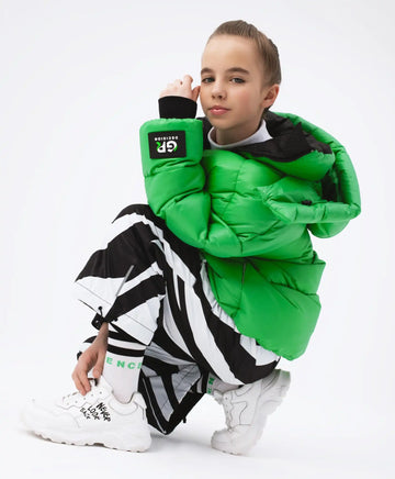 Поларени панталони с принт черно-бели за момиче Gulliver