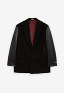 Черно сако с права свободна кройка и ръкави от еко кожа от Gulliver