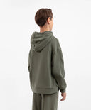 Оверсайз худи от футер с бродерии в цвят каки за момче Gulliver