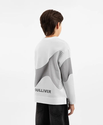 Трикотажен лонгслив с принт бял за момче Gulliver