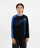 Трикотажен лонгслив с принт син за момче Gulliver