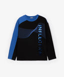 Трикотажен лонгслив с принт син за момче Gulliver