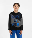 Трикотажен лонгслив черен за МОМЧЕ основен изглед