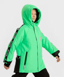 Яке междинен сезон водоустойчиво с качулка и маншети-митенки зелено за момче Button Blue