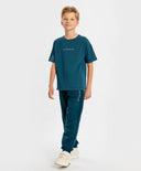 Тениска с къс ръкав и принт синя детска Button Blue