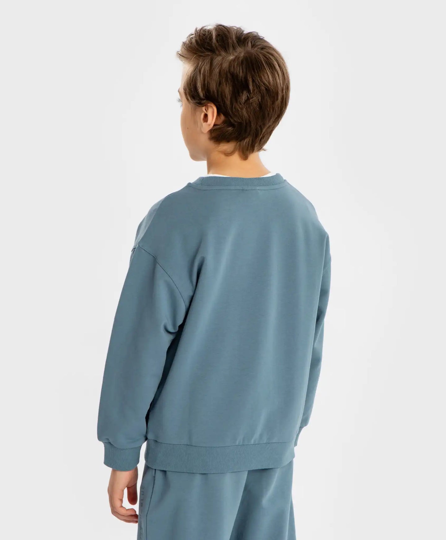 Суитшърт базов с дълъг ръкав и принт син детски Button Blue