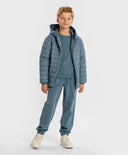 Яке с качулка междинен сезон капитонирано синьо детско Button Blue