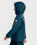 Яке с качулка междинен сезон капитонирано синьо детско Button Blue