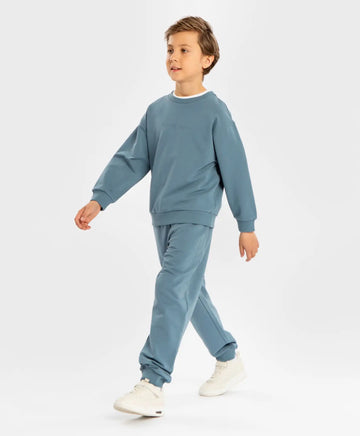 Джогъри базови с ластичен колан и принт сини детски Button Blue