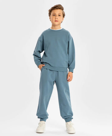 Джогъри базови с ластичен колан и принт сини детски Button Blue