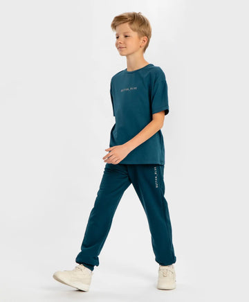 Джогъри с ластичен колан сини детски Button Blue