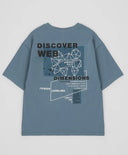 Тениска с къс ръкав и принт светлосиня за момче Button Blue