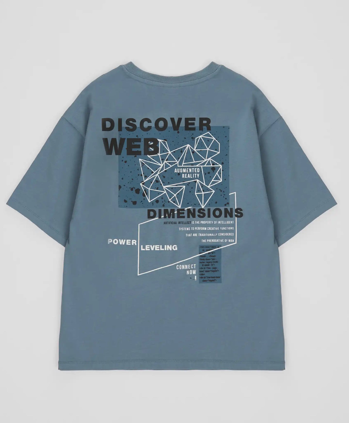 Тениска с къс ръкав и принт светлосиня за момче Button Blue