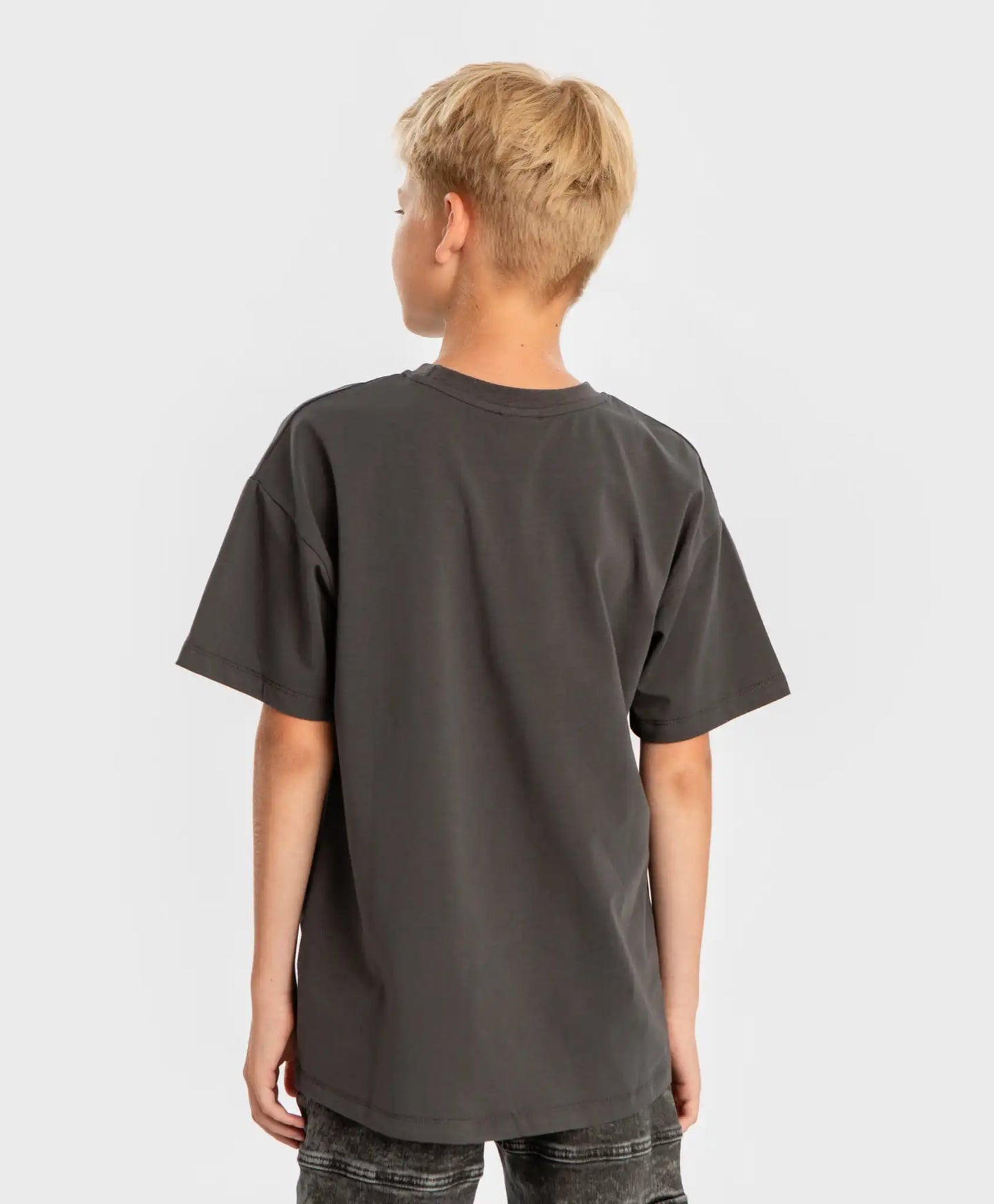 Тениска с къс ръкав и принт сива за момче Button Blue