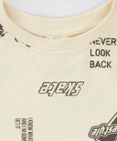 Тениска оверсайз с къс ръкав и ол-овър принт кремава за момче Button Blue