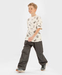 Тениска оверсайз с къс ръкав и ол-овър принт кремава за момче Button Blue