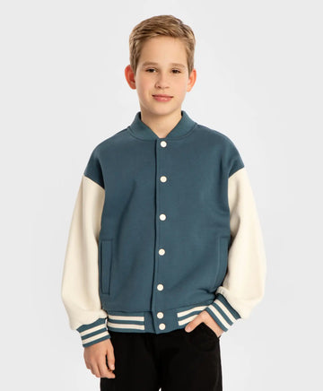 Бомбър подплатен с копчета светлосин детски Button Blue