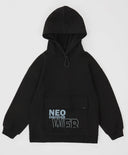 Худи с голям джоб и качулка черно за момче Button Blue