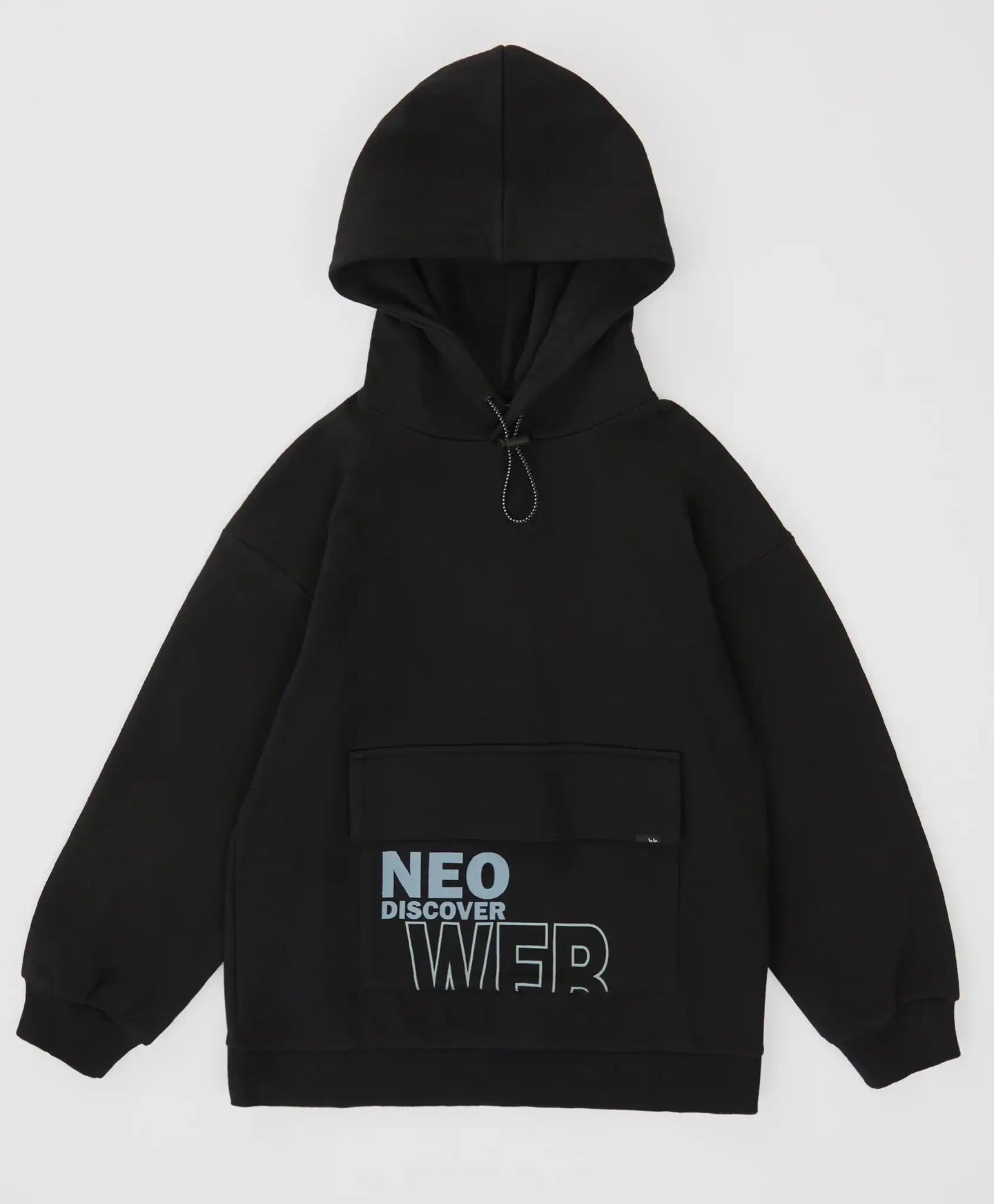 Худи с голям джоб и качулка черно за момче Button Blue