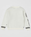 Пуловер с жакардов принт на компютърна тематика кремав за момче Button Blue