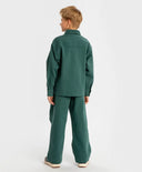 Панталони прави Straight fit с ластичен колан зелени детски Button Blue