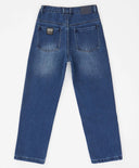 Дънки подплатени прави Regular fit с ефект на изтъркване сини детски Button Blue