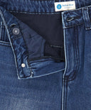 Дънки подплатени прави Regular fit с ефект на изтъркване сини детски Button Blue