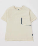 Тениска с къс ръкав и джоб кремава за момче Button Blue