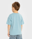 Тениска с къс ръкав и принт светлосиня за момче Button Blue