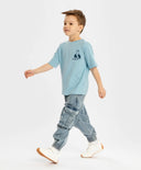 Тениска с къс ръкав и принт светлосиня за момче Button Blue