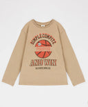 Лонгслив с баскетболен принт бежов за момче Button Blue