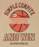 Лонгслив с баскетболен принт бежов за момче Button Blue