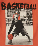 Тениска с къс ръкав и баскетболен принт оранжева за момче Button Blue