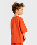 Тениска с къс ръкав и баскетболен принт оранжева за момче Button Blue