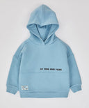 Худи подплатено с качулка и принт светлосиньо за момче Button Blue