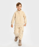 Суитшърт подплатен с яка и цип бежов за момче Button Blue