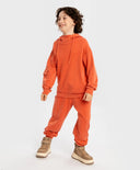 Суитшърт без цип с качулка и джобове оранжев детски Button Blue