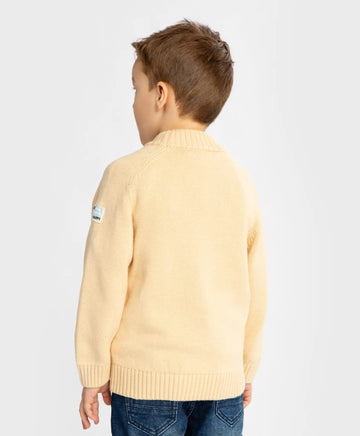Пуловер с яка на стойка в бежов цвят за момче Button Blue