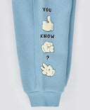 Джогъри подплатени с ластичен колан и релефен принт светлосини за момче Button Blue